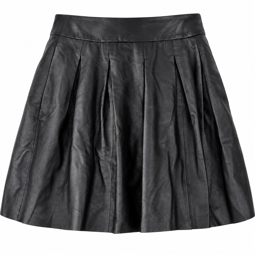 Banana Republic Pleated Mini Skirt Women 8 Black Lamb Leather Edgy Dark Academia